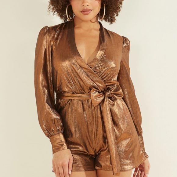 GUESS Romper xsmall NWT | Copper/Metallic | Never Used Brand New | Holiday Dress - Picture 1 of 4